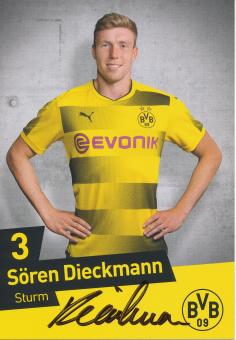 Sören Dieckmann  2017/2018  Borussia Dortmund Fußball Autogrammkarte original signiert 