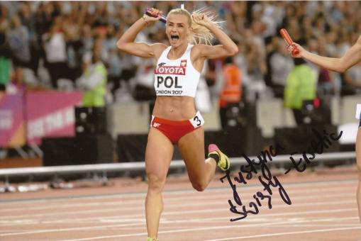 Justyna Kasprzycka  Polen  Leichtathletik Foto original signiert 