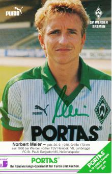 Norbert Meier  1986/87  SV Werder Bremen Fußball Autogrammkarte original signiert 