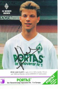 Arie van Lent  SV Werder Bremen Fußball Autogrammkarte original signiert 
