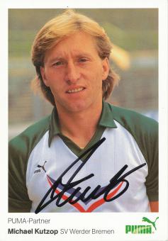 Michael Kutzop  1985/86  SV Werder Bremen Fußball Autogrammkarte original signiert 