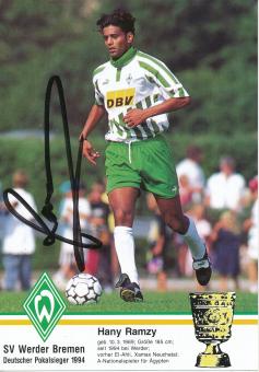 Hany Ramzy  1994/95  SV Werder Bremen Fußball Autogrammkarte original signiert 