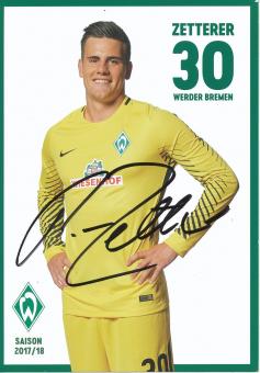 Michael Zetterer  2017/2018   SV Werder Bremen Fußball Autogrammkarte original signiert 