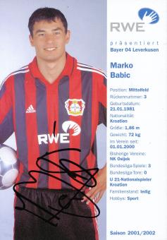 Marko Babic   2001/2002  Bayer 04 Leverkusen Fußball Autogrammkarte original signiert 
