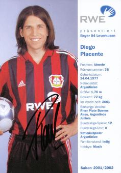 Diego Placente  2001/2002  Bayer 04 Leverkusen Fußball Autogrammkarte original signiert 