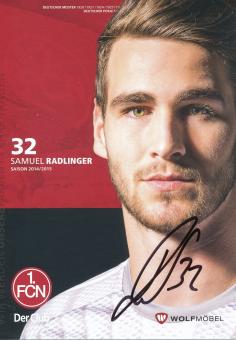 Samuel Radlinger  2014/2015  FC Nürnberg  Fußball Autogrammkarte original signiert 