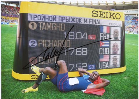 Teddy Tamgho Frankreich  Dreisprung WM 2013 Leichtathletik Foto original signiert 