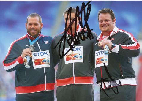 David Storl & Dylan Armstrong  Kugelst0ßen WM 2013 Leichtathletik Foto original signiert 
