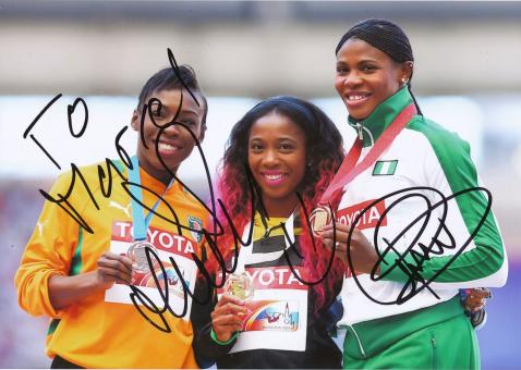 Murielle Ahoure CIV & Blessing Okagbare NGR 200m WM 2013 Leichtathletik Foto original signiert 