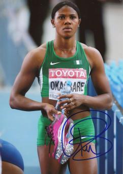 Blessing Okagbare Nigeria  200m WM 2013 Leichtathletik Foto original signiert 