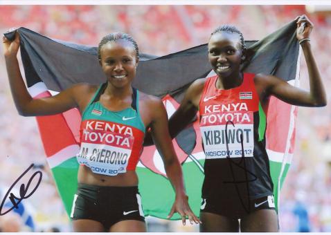 Mercy Cherono & Kibiwot  Kenia  5000m WM 2013 Leichtathletik Foto original signiert 
