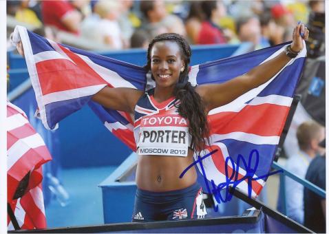 Tiffany Porter  Großbritanien 100m Hürden WM 2013 Leichtathletik Foto original signiert 