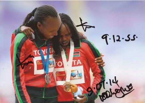 Chemos Cheywa & Chepkurui  Kenia WM 2013 Leichtathletik Foto original signiert 