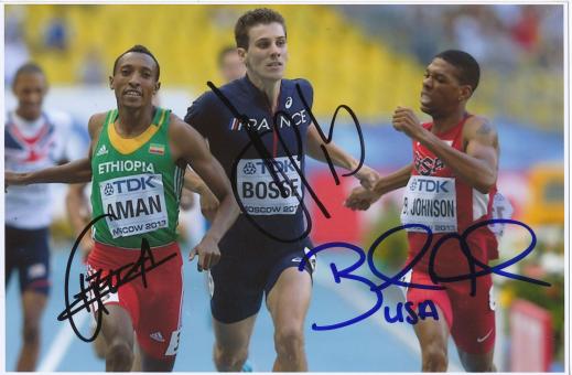 Aman & Bosse & Johnson  800m  WM 2013 Leichtathletik Foto original signiert 