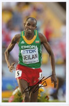 Ibrahim Jeilan  Äthiopien  10000m  2.WM 2013 Leichtathletik Foto original signiert 