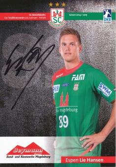 Espen Lie Hansen  2014/15  SC Magdeburg Handball Autogrammkarte original signiert 