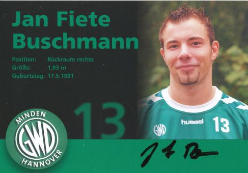 Jan Fiete Buschmann   GWD Minden  Handball Autogrammkarte original signiert 