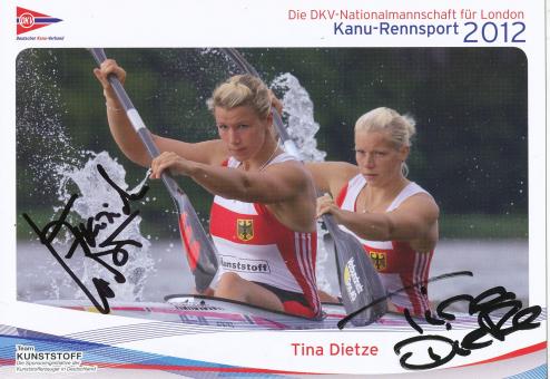 Tina Dietze & Franziska John  Kanu  Rudern  Autogrammkarte  original signiert 