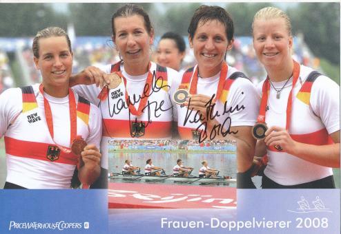 Frauen Doppelvierer  2007  Rudern  Autogrammkarte  original signiert 