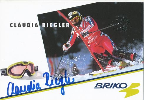 Claudia Riegler  Ski Alpin Autogrammkarte original signiert 