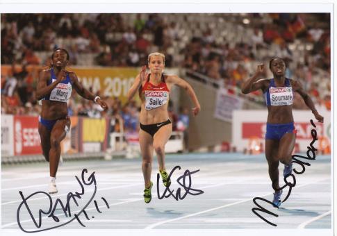 Medaillengewinner 100m Frauen   EM 2010 Leichtathletik Autogramm 13x18 cm Foto original signiert 
