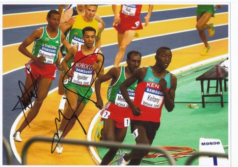 Abdalaati Iguider & Mekonnen Gebremedhin Hallen  WM 2010  Leichtathletik Autogramm 13x18 cm Foto original signiert 