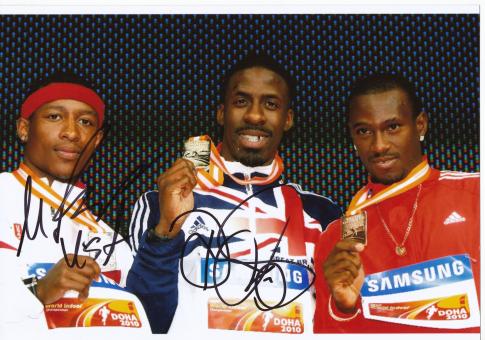 Dwain Chambers & Mike Rodgers  WM 2010  Leichtathletik Autogramm 13x18 cm Foto original signiert 