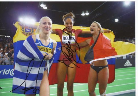 Yulimar Rojas & Paraskevi Papachristou  Leichtathletik Autogramm 13x18 cm Foto original signiert 