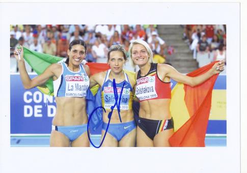 Olha Saladucha  Ukraine  Leichtathletik Autogramm 13x18 cm Foto original signiert 