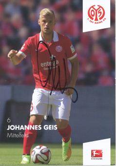 Johannes Geis  2014/2015  FSV Mainz 05  Fußball Autogrammkarte original signiert 