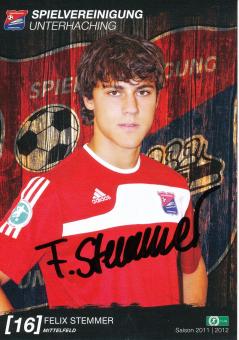 Felix Stemmer  2011/2012  SpVgg Unterhaching  Fußball Autogrammkarte original signiert 