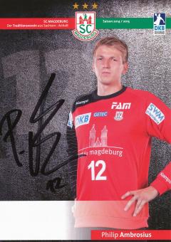 Philip Ambrosius  2014/2015   SC Magdeburg Handball Autogrammkarte original signiert 
