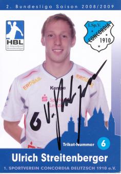 Ulrich Streitenberger  2008/2009 SV Concordia Delitzsch   Handball Autogrammkarte original signiert 