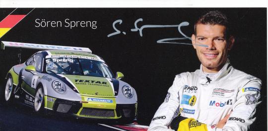 Sören Spreng  Porsche  Auto Motorsport Autogrammkarte original signiert 