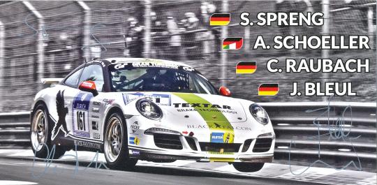 Spreng, Schoeller, Raubach, Bleul Porsche  Auto Motorsport Autogrammkarte original signiert 