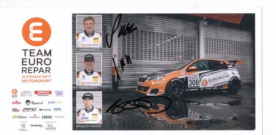 J+A.Nett & Bradley Philpot   Auto Motorsport Autogrammkarte original signiert 