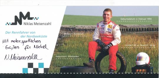 Niklas Meisenzahl   Auto Motorsport Autogrammkarte original signiert 