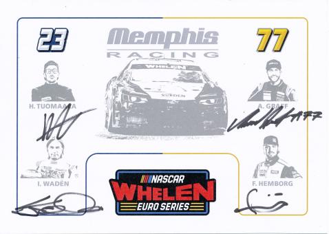 Hemborg, Graff, Waden,Tuomaala  NASCAR   Auto Motorsport Autogrammkarte original signiert 