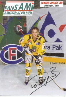 David Leibzig HC Fribourg Gotteron Eishockey Autogrammkarte original signiert 