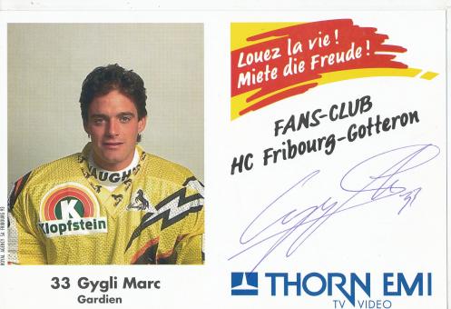 Marc Gygli  HC Fribourg Gotteron Eishockey Autogrammkarte original signiert 