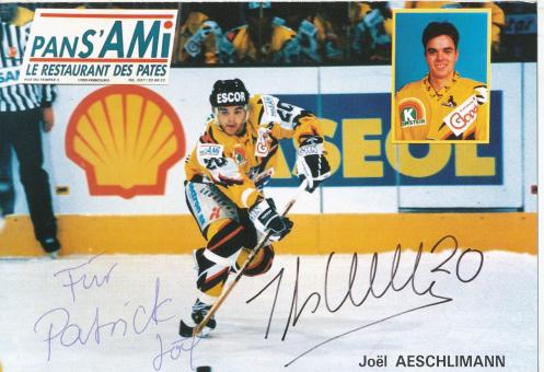 Joêl Aeschlimann  HC Fribourg Gotteron Eishockey Autogrammkarte original signiert 