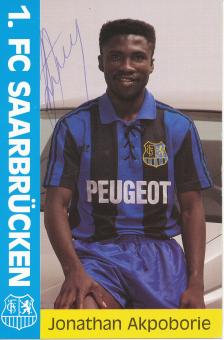 Jonathan Akpoborie  1990/1991  FC Saarbrücken Fußball  Autogrammkarte original signiert 