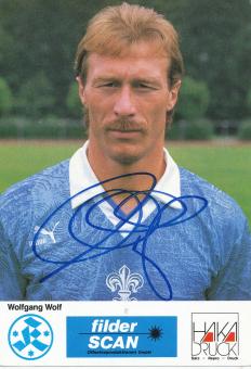 Wolfgang Wolf  1989/1990 Stuttgarter Kickers Fußball Autogrammkarte original signiert 