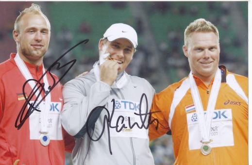 Gerd Kanter & Robert Harting  Leichtathletik Autogramm Foto original signiert 