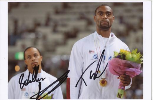 Tyson Gay & Wallace Spearmon  USA  Leichtathletik Autogramm Foto original signiert 