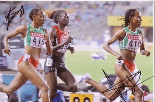 Meseret Defar  & Meselech Melkamu  Äthiopien  Leichtathletik Autogramm Foto original signiert 