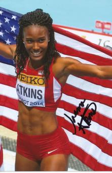 Joanna Atkins  USA  Leichtathletik Autogramm Foto original signiert 