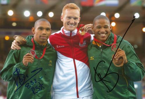 Zarck Visser & Rushwal Samaai  Südafrika  Leichtathletik Autogramm 13x18 cm Foto original signiert 