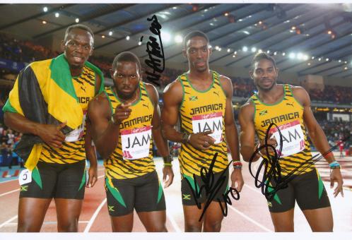 Medaillengewinner 4x100m Jamaika Commonwealth Games 2014  Leichtathletik Autogramm 13x18 cm Foto original signiert 