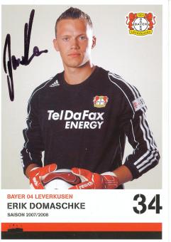 Erik Domaschke  2007/2008   Bayer 04 Leverkusen Fußball Autogrammkarte original signiert 